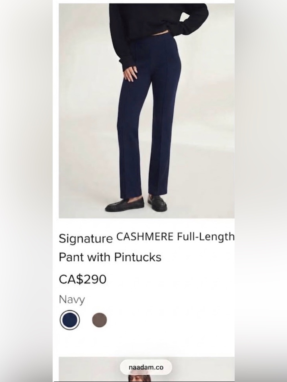 NAADAM Pintuck cashmere Pants in Navy